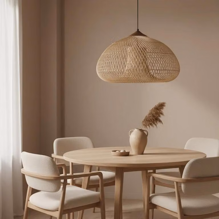 Lampada a sospensione in rattan, 60 cm - Tessitura in bambù intrecciata a mano - Attacco E27 - Illuminazione per interni - Atmosfera accogliente