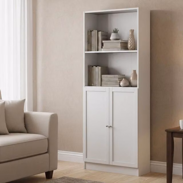 Libreria Michel DMORA, Scaffale Moderno Bianco con Pannello Posteriore, L 79 x P 28,3 x H 203,2 cm – 1