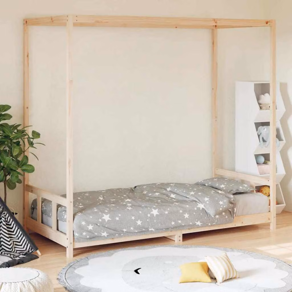 vidaXL Letto a casetta per bambini in legno massello di pino rustico L/P/H: 200 x 90 x 190 cm