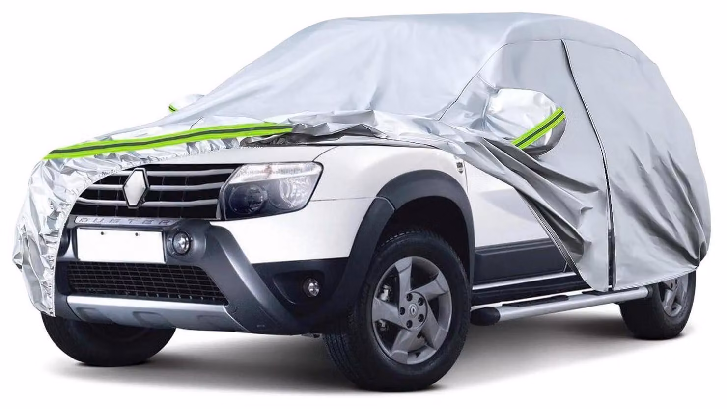 Copertura per auto, adatta a garage completo, per Dacia Duster dal 2010 al 2024, impermeabile, protezione per tutte le condizioni atmosferiche, colore argento