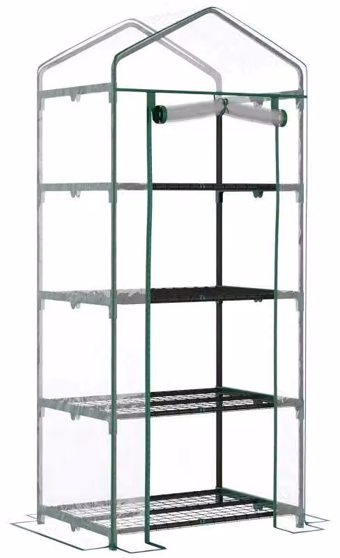 Serra a 4 piani | Colore: trasparente/verde scuro | Dimensioni: 50x70x160 cm