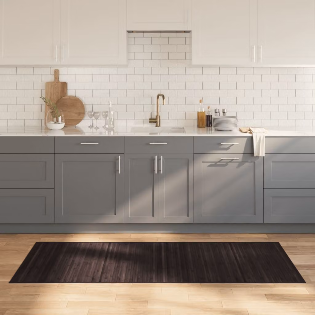Tappeto rettangolare moderno vidaXL in bambù e polipropilene marrone, antiscivolo, L: 80 cm x P: 200 cm