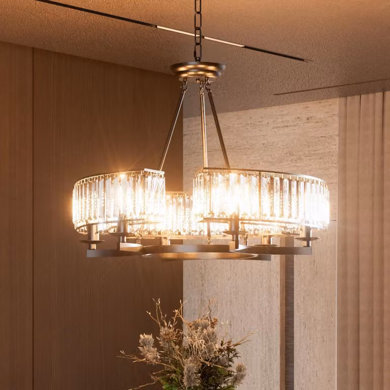 Lampadario industriale in cristallo 6 luci da soffitto a 3 colori Lampada da soffitto 6 stoppini inclusi Nero 24W Bianco freddo Bianco neutro Bianco caldo