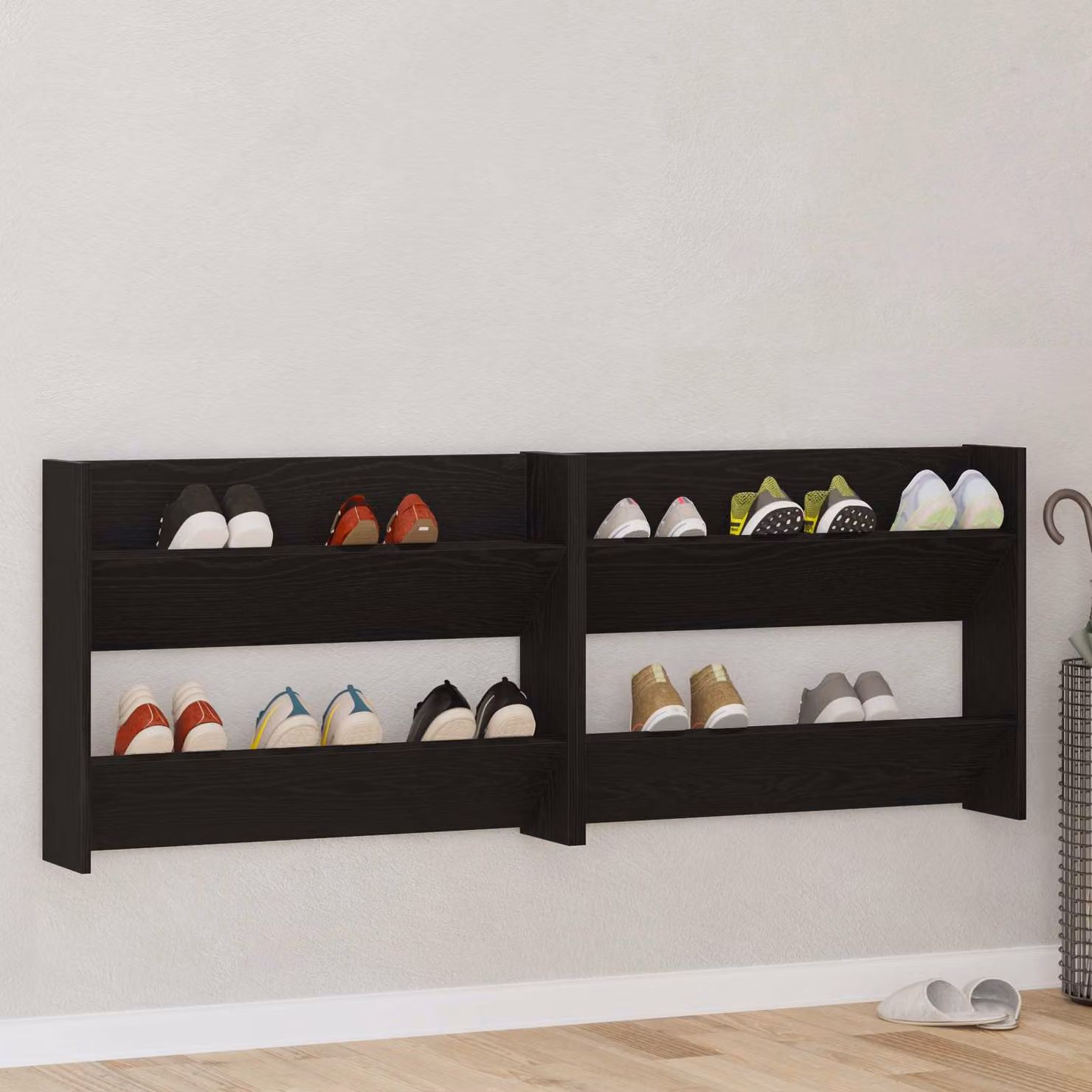 Set di 2 scarpere moderne vidaXL in legno nero, L/P/H: 80 x 18 x 60 cm