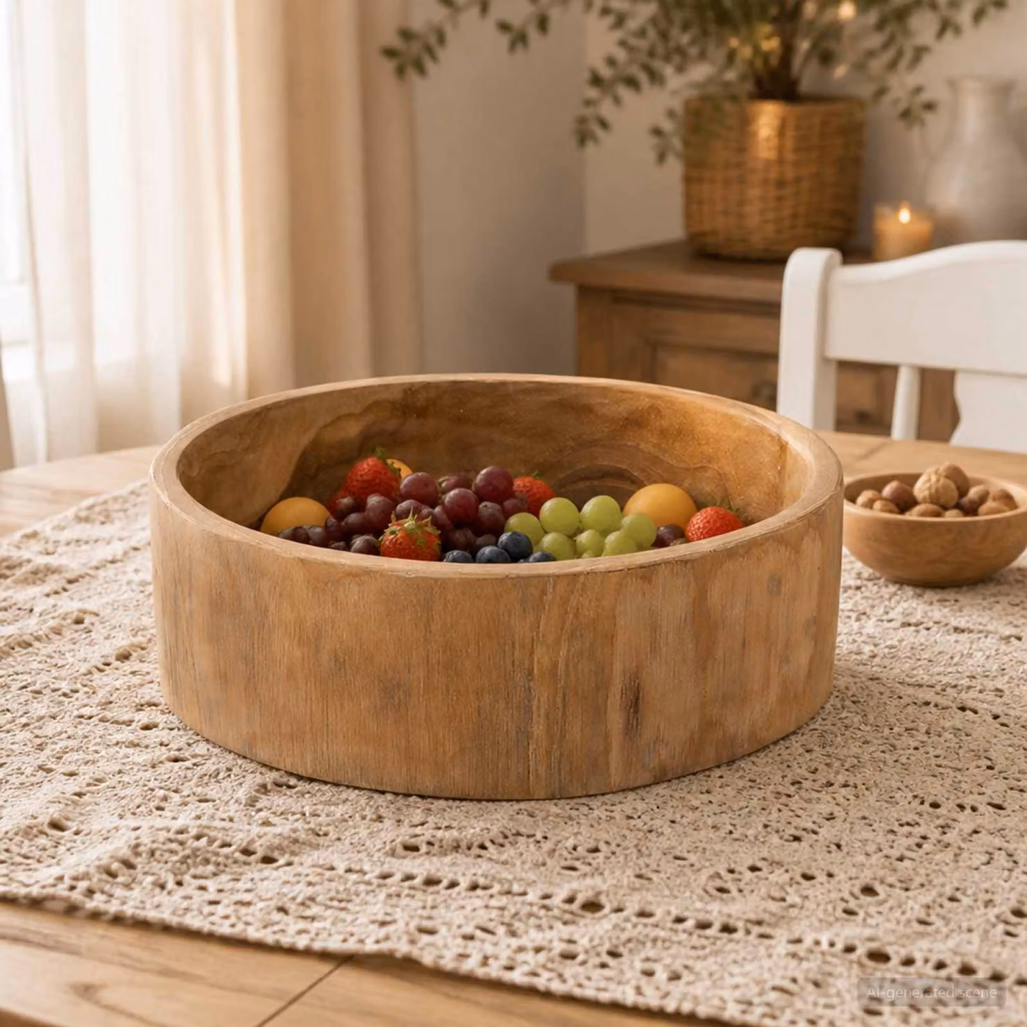 vidaXL Portafrutta JEPARA in legno marrone, Ø 30 cm