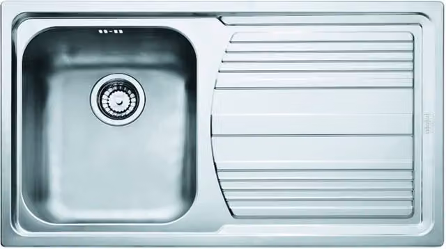 Lavello da cucina integrato Franke Logica Line in inox argento con una vasca e sgocciolatoio a destra L 86 x P 50 cm