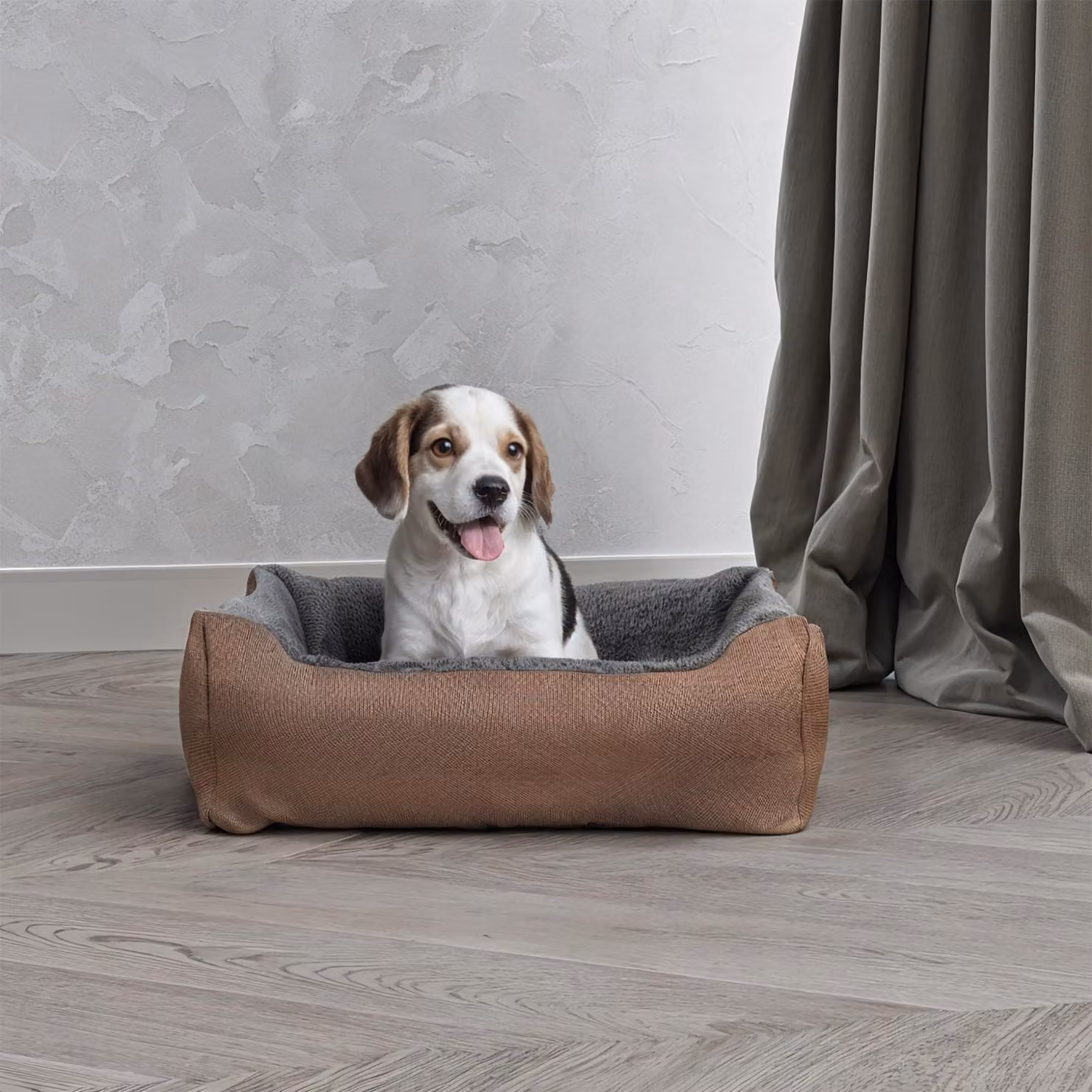 Cuccia reversibile per cani e gatti, color tortora, dimensioni 44 x 34 x 15 cm
