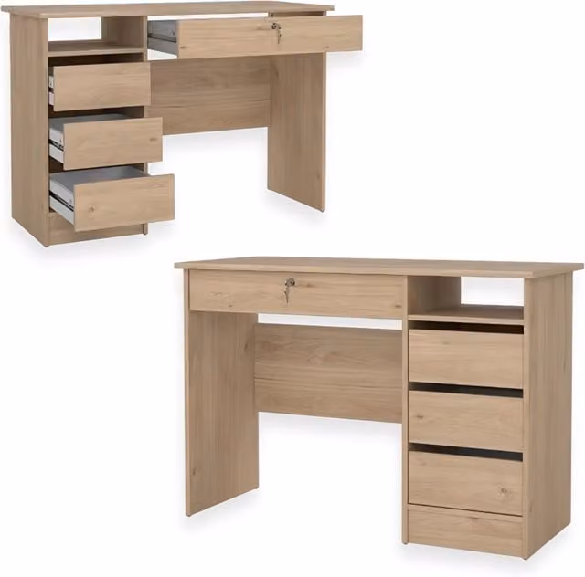 Scrivania Function Plus Salone Srl in legno color quercia, L: 109,3 cm, P: 48 cm, H: 75,6 cm