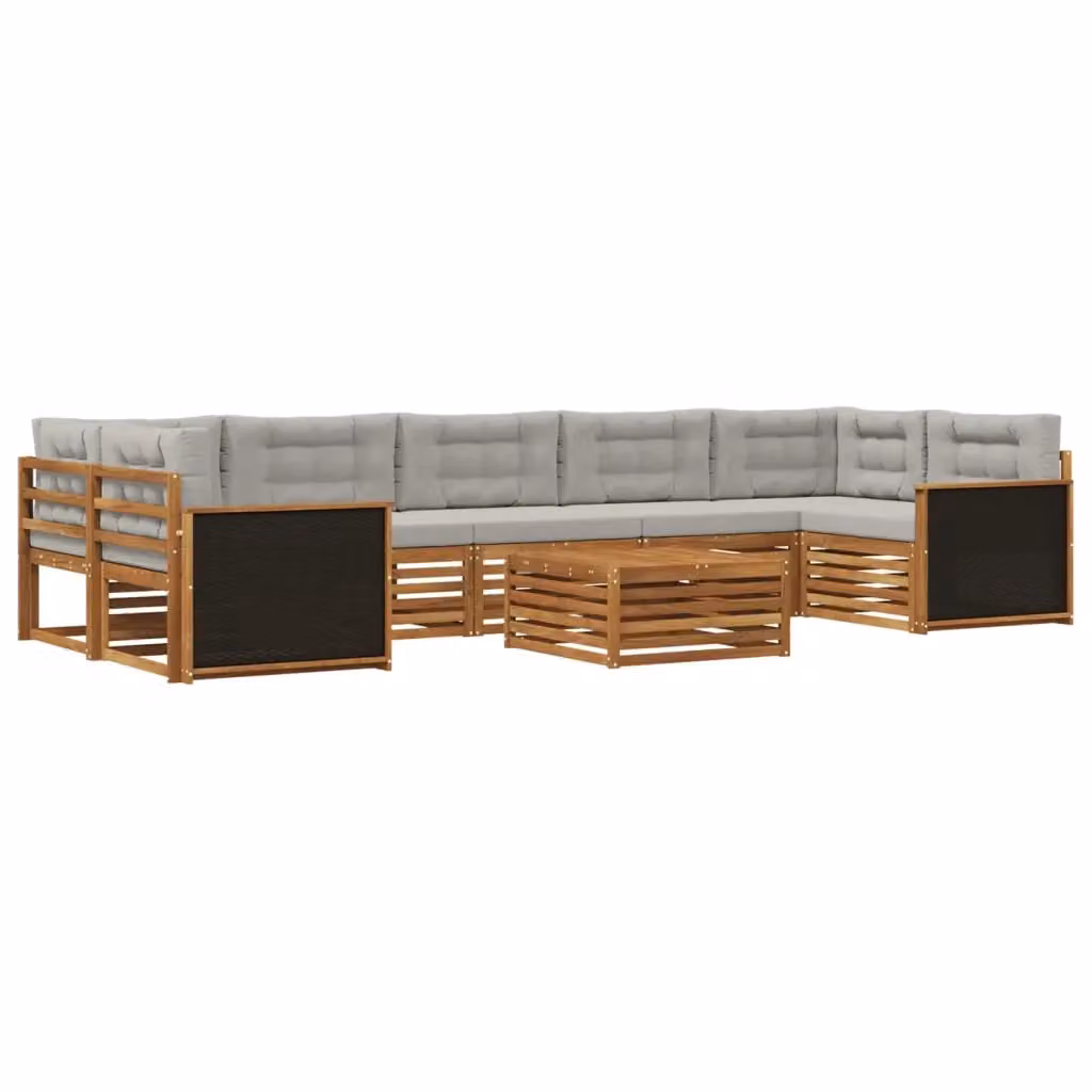 Set di divani da esterno moderno vidaXL in legno di acacia, 8 pezzi, Grigio – 2