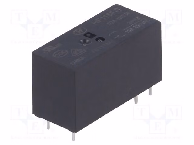 1 relè: elettromagnetico. Bobina: 24 VDC, 16 A / 250 VAC. Modello: HF115F-T/024-1HS3A. Elettrico