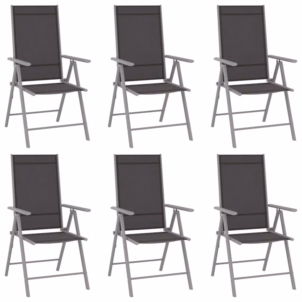 set da pranzo da giardino 7 pezzi in alluminio argento e nero