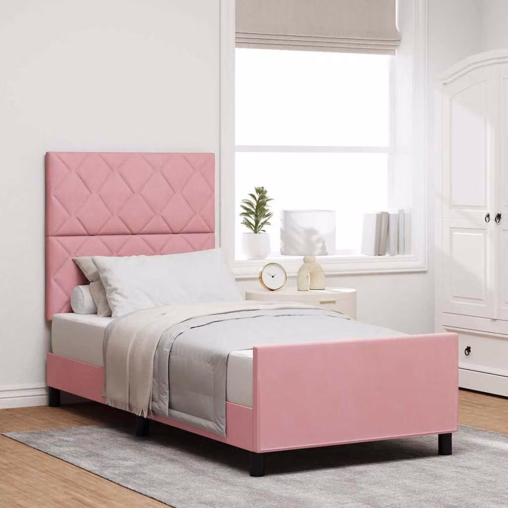 Maison Exclusive - Letto boxspring con testiera Rosa 100 x 200 cm in velluto