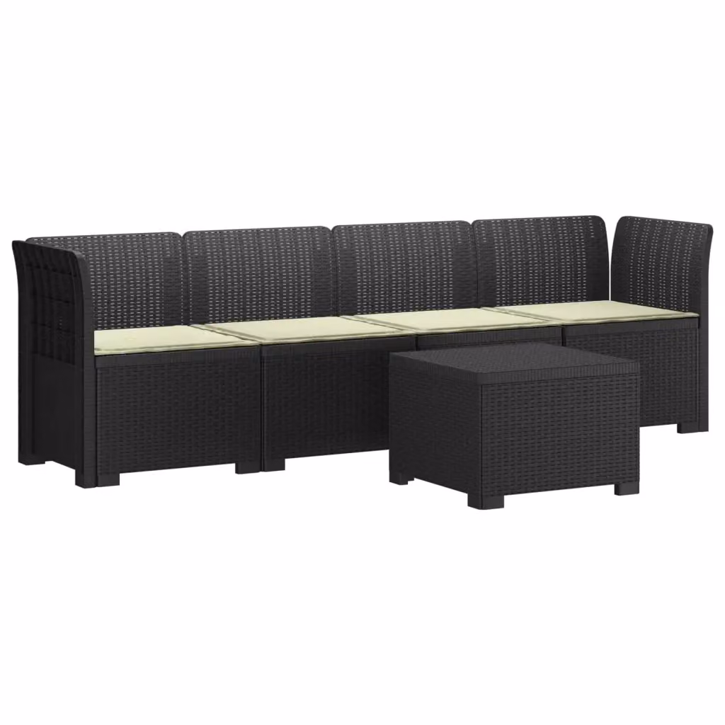Set da giardino angolo vidaXL con divano a 3 posti, elemento angolare e tavolino, colore antracite e beige, in stile rattan moderno con cuscini inclusi e rivestimenti rimovibili resistenti alle intemperie – 2