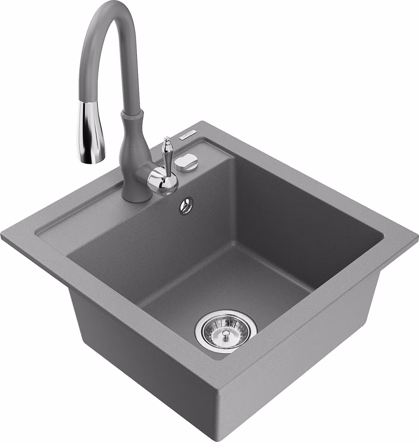 Mexen Vito lavello da cucina in granito ad 1 vasca con miscelatore cucina Savita, grigio - 6503-71-672601-71