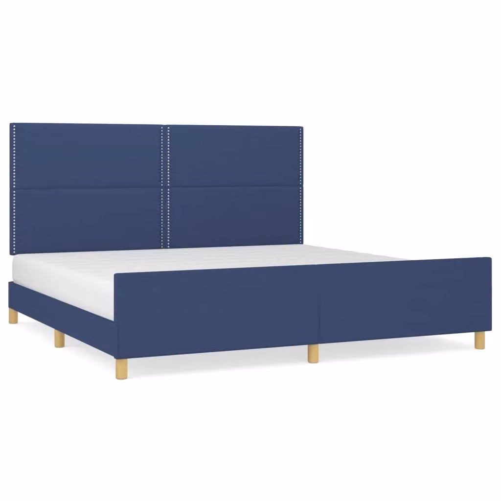 vidaXL Giroletto senza Materasso in Tessuto Blu con Struttura in Legno di Larice L/P/H: 200 x 200 x 128 cm – 2
