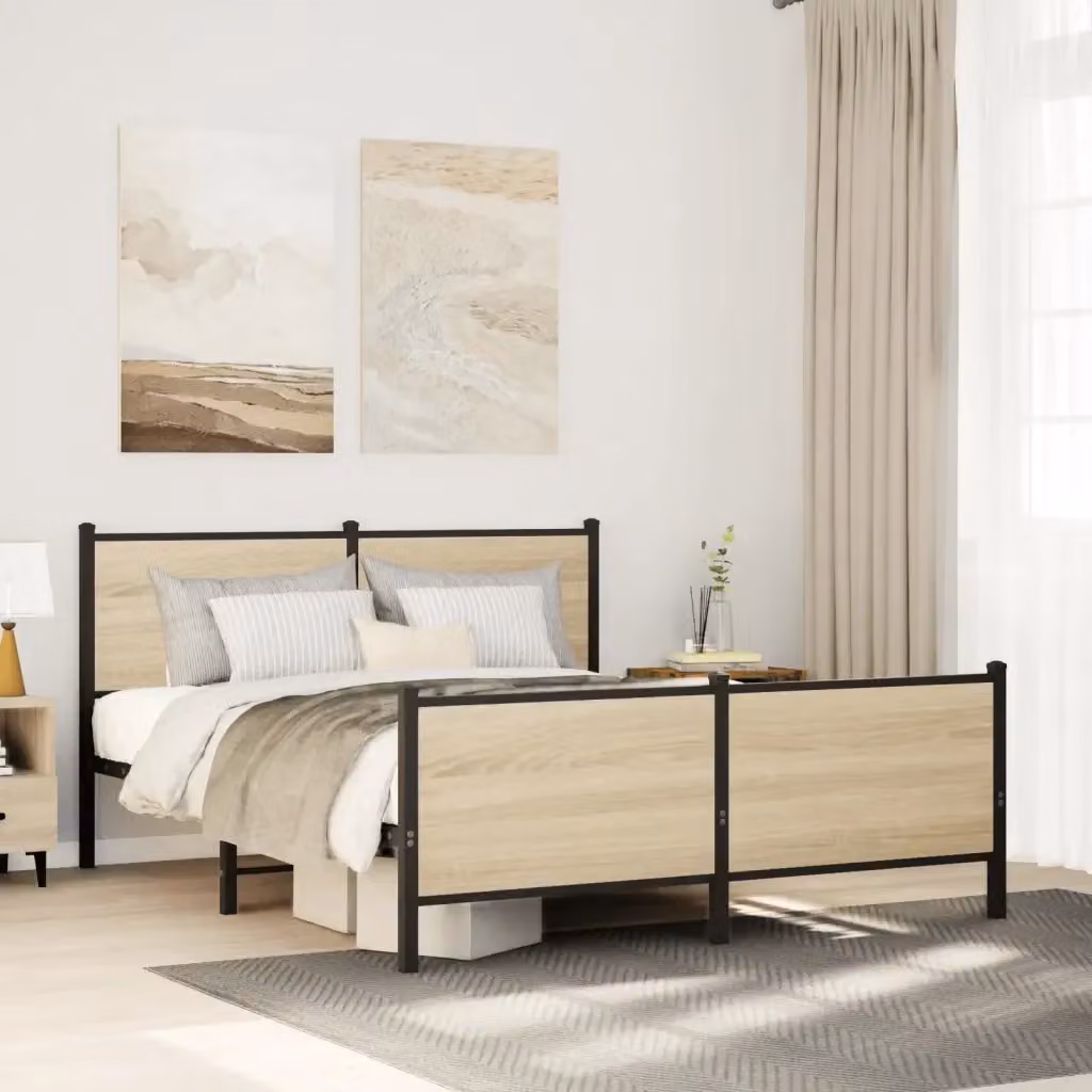 Letto matrimoniale Design In in metallo e legno color rovere sonoma L 150 x P 200 cm – 2