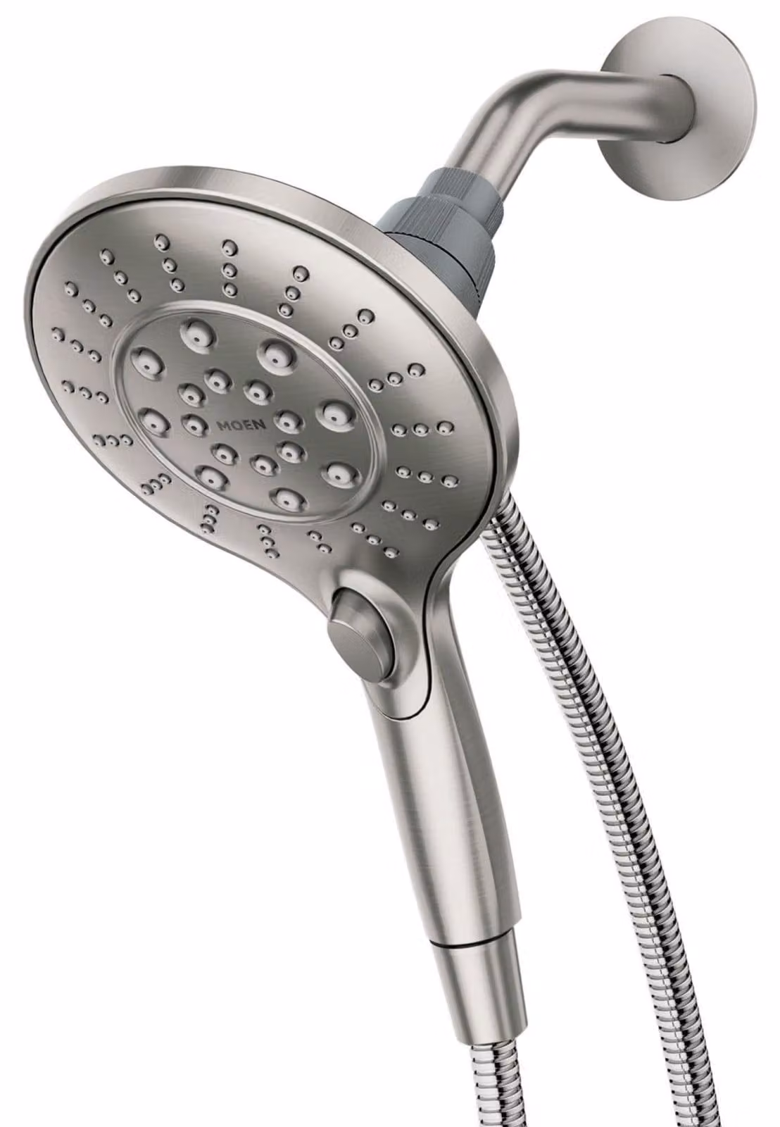 Rubinetto a leva con 6 diverse tipologie di getto, sistema Magnetix, finitura Spot Resist Nickel, diametro 14 cm