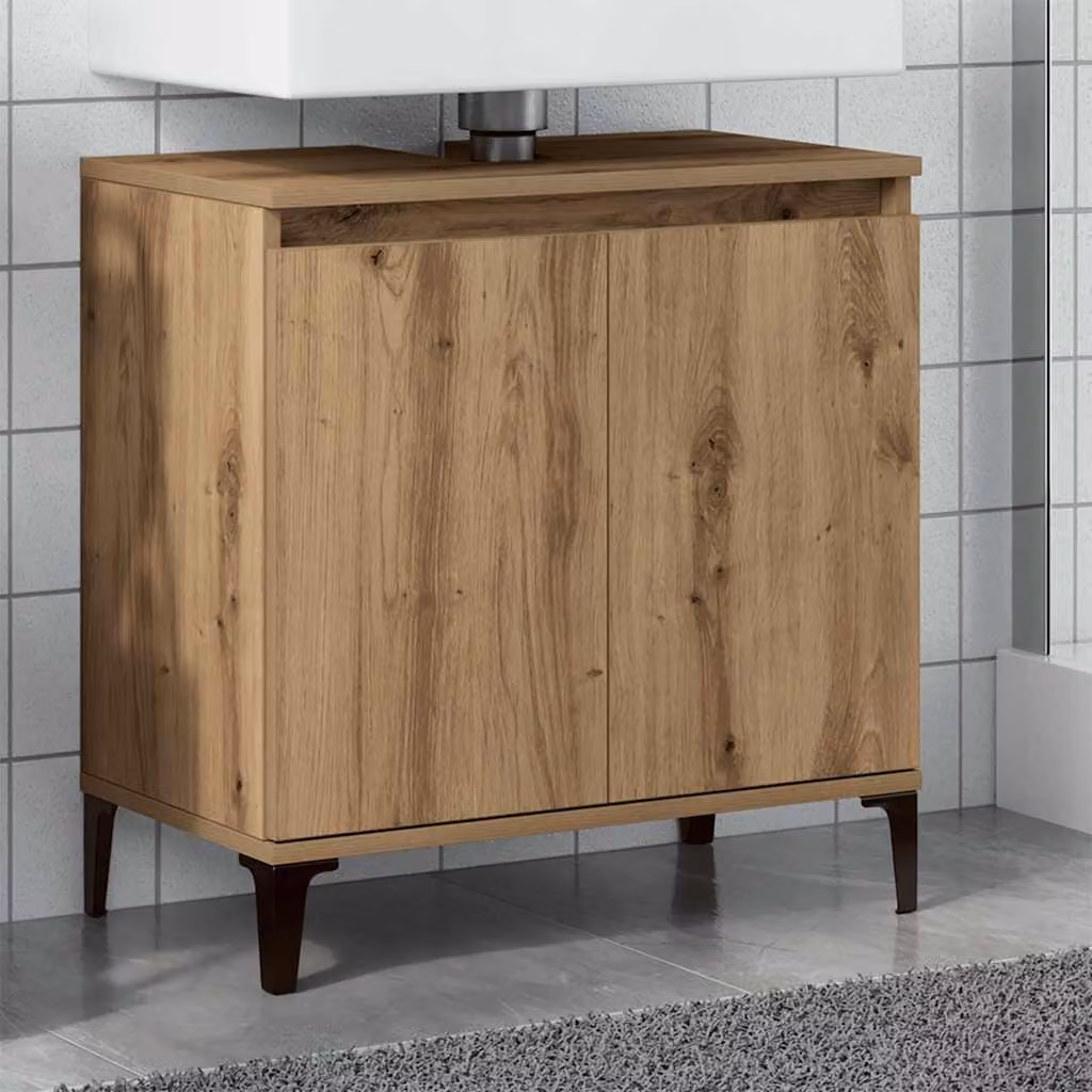 Mobile Lavabo Moderno vidaXL in Rovere Marrone con Ante a Battente L/P/H: 58 x 33 x 60 cm