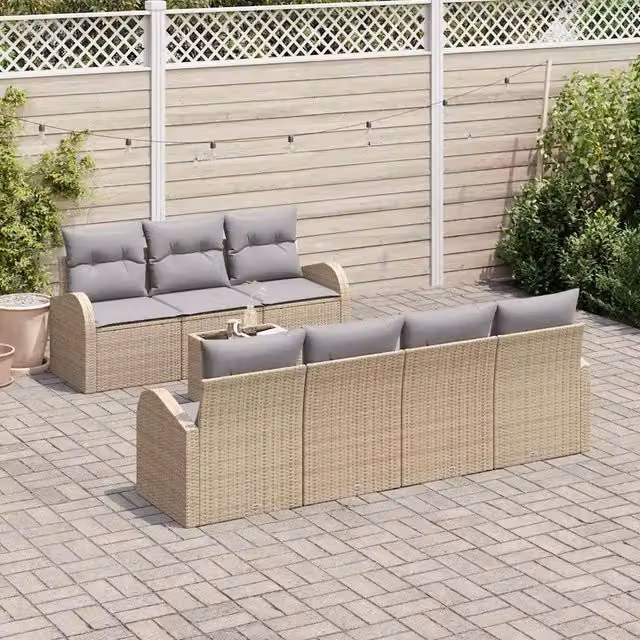 Set Divano da Giardino 8 pz 7-Numero di posti Beige e grigio 3354619