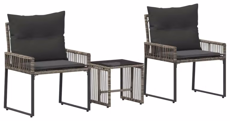 Set di Mobili da Esterno 7 pcs Grigio e Grigio Scuro polyrattan