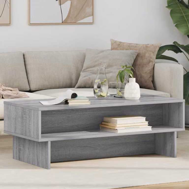 vidaXL Tavolino da salotto moderno in MDF grigio L: 100 cm, P: 46 cm, H: 35 cm