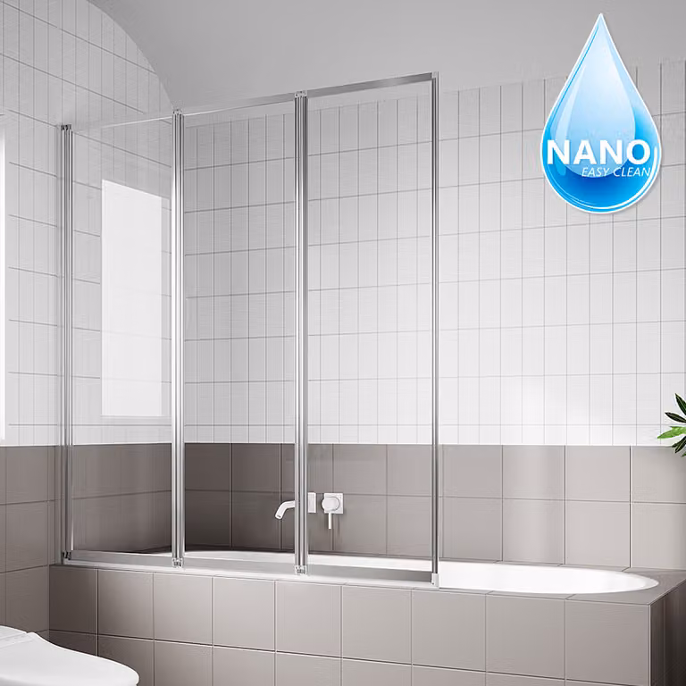 SONNI Accessorio per vasca pieghevole 130 x 140 cm Schermo per vasca pieghevole Cabina doccia Schermo pieghevole in 3 pezzi Comfort per il bagno