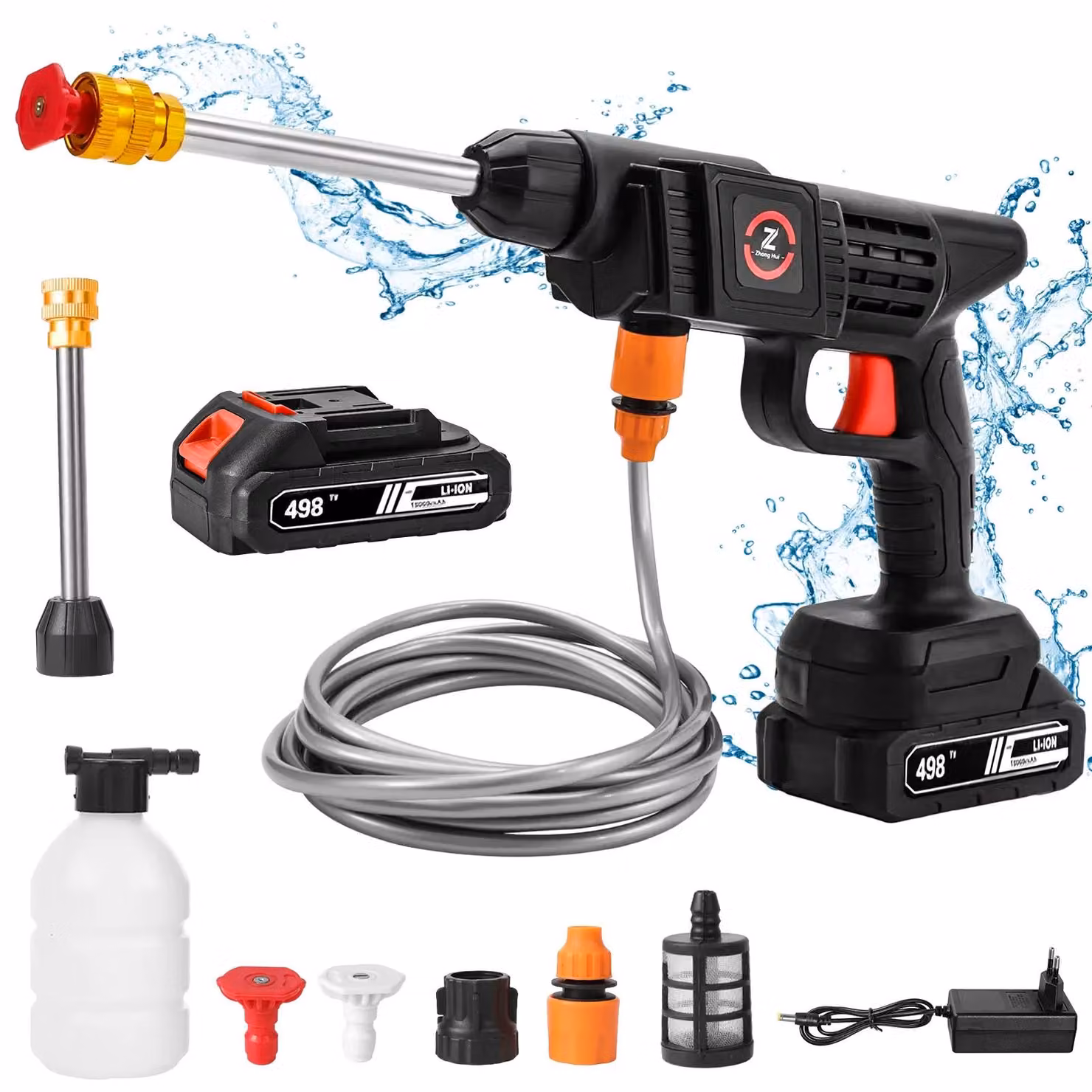 Idropulitrice a batteria - Pistola di pulizia portatile - 200 W - 50 bar - Compatibile con batteria da 18 V - 1 batteria inclusa