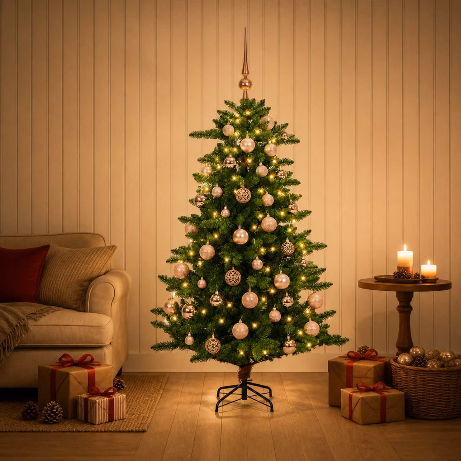 vidaXL Albero di Natale Artificiale con Palline 120 cm 150 LED