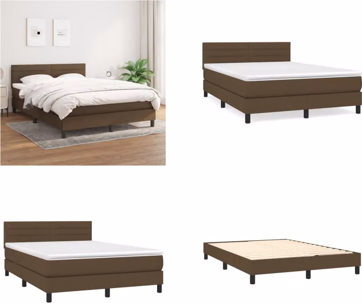vidaXL Letto a molle con materasso in tessuto marrone scuro 140x200 cm - Letto a molle - Boxspringbetten - Bett - Schlafzimmermöbel