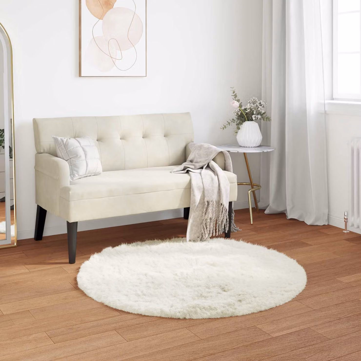 Tappeto rotondo moderno vidaXL in poliestere bianco Ø 80 cm