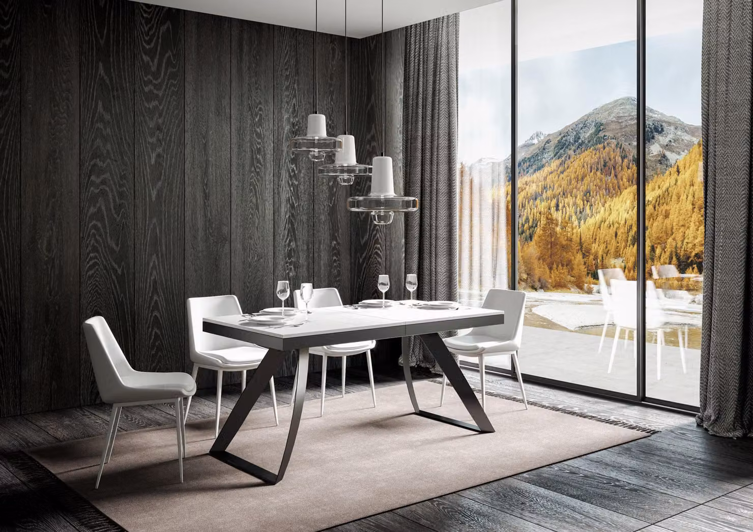 ITAMOBY - Tavolo allungabile 180/284x90 cm Proxy Evolution bianco frassino telaio e gambe antracite