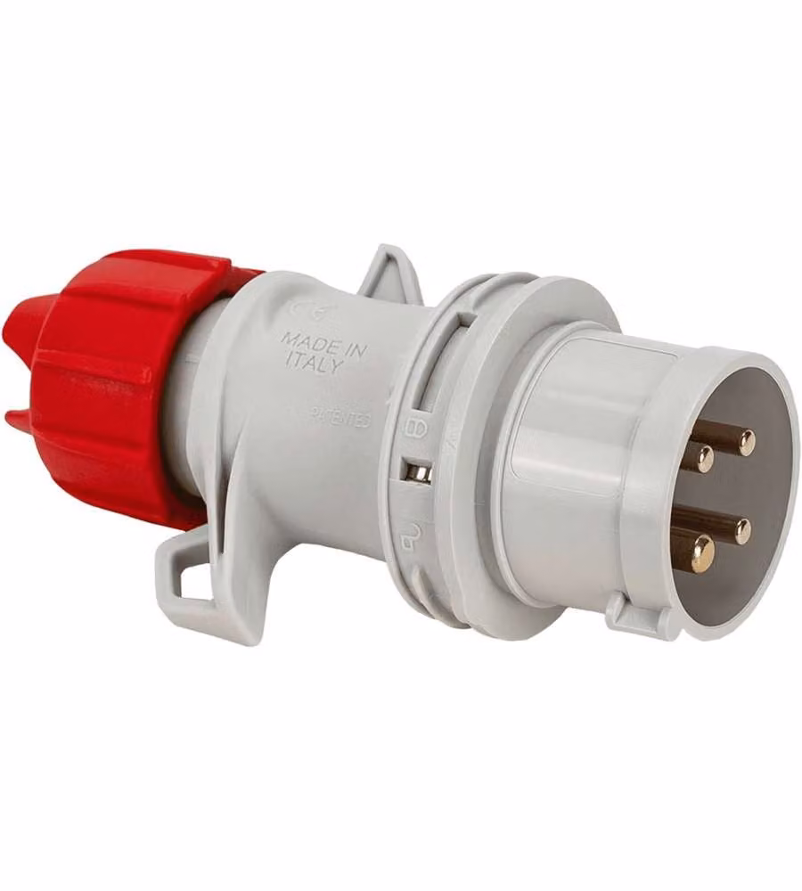 Fanton Spina CEE 16A 4P Grigio IP54 Cablaggio a Vite Ergonomica