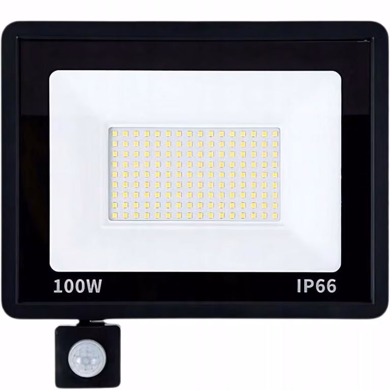 Verk 12350 Proiettore alogeno a LED con sensore crepuscolare e di movimento, 100 W, 6000 K, IP66