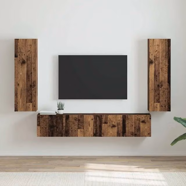 Set di 2 mobili TV da parete vidaXL in legno marrone stile moderno L 100 cm x P 31 cm x H 30 cm