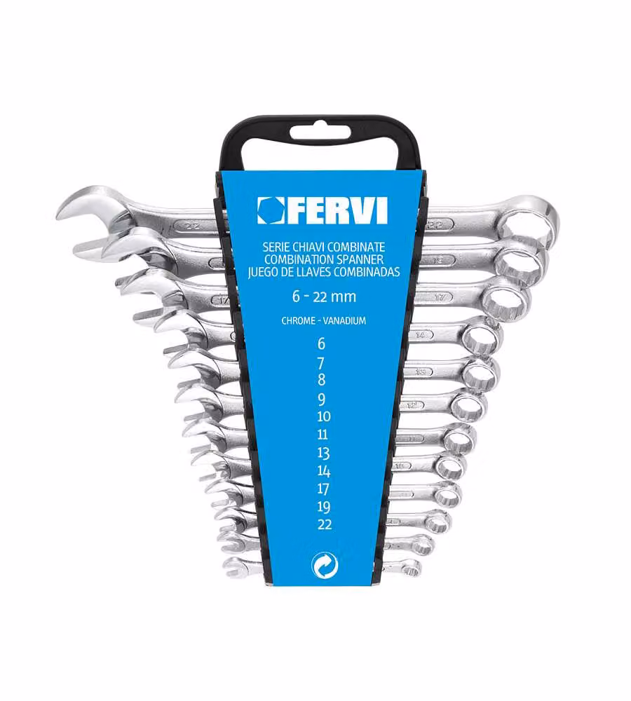 Fervi Chiavi Combinate Cr-V Satinato 12 Pezzi 6-22 mm