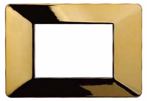 Placca compatibile Vimar Plana 3 moduli plastica colore oro lucido Ettroit EV83312