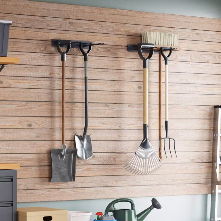 Set di 2 portautensili da giardino da muro vidaXL in acciaio nero