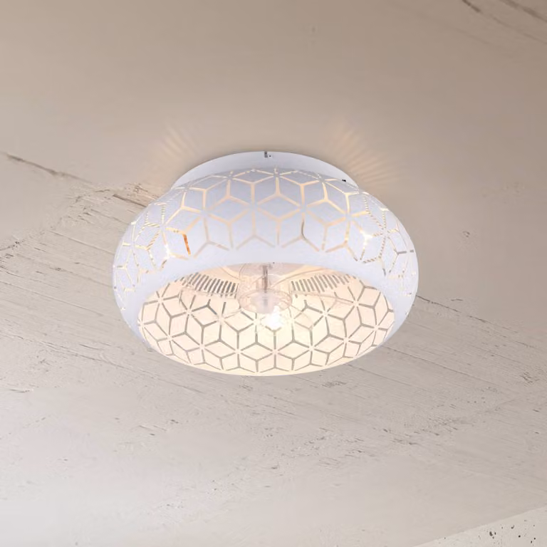 Reality Leuchten Ventilatore con luce Bidar, bianco, DC, silenzioso, 50 cm, telecomando Bidar, Bianco / Opale, Soggiorno / Sala da pranzo, Metallo, Moderno