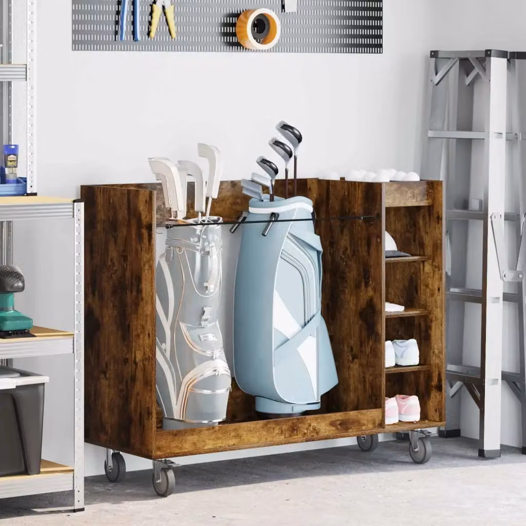 Armadio per golf con ruote in rovere fumè con ripiani interni L: 120 cm, P: 45 cm, H: 98 cm CFW8275530 – 2
