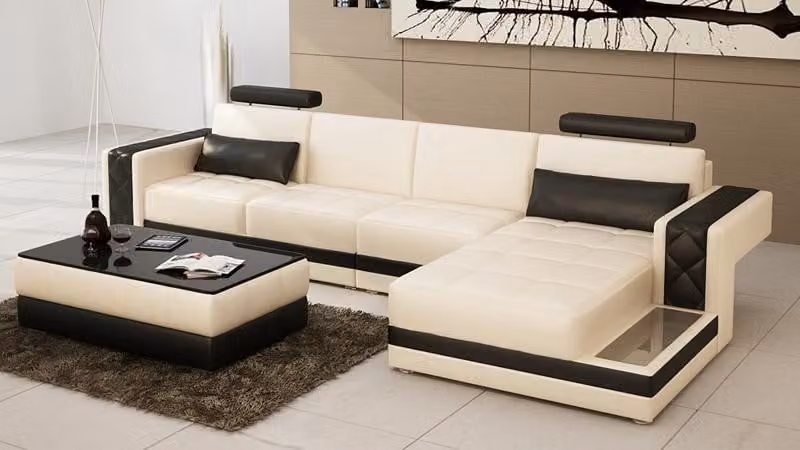 Ledersofa USB Wohnlandschaft Ecksofa Ecke Garnitur Design Sofa Couch L6010C