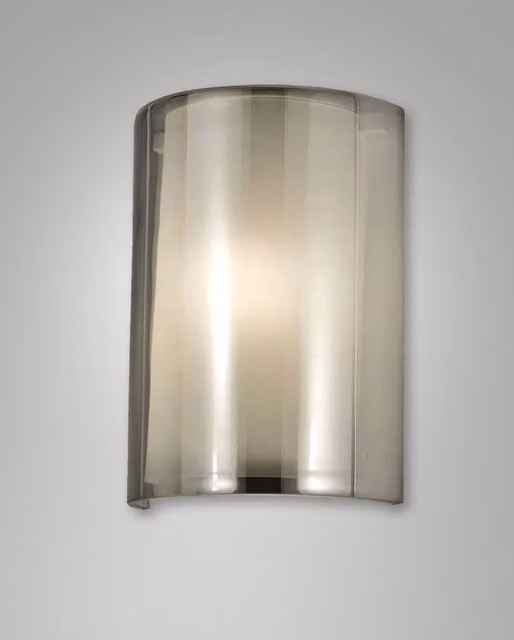 Lampada da Parete Fabas Maribel in Metallo e Vetro Grigio, Attacco E27, L/P/H: 23 x 11,5 x 32,5 cm