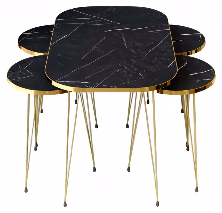 Schwarzer Holz-Couchtisch mit Beistelltischen im modernen Stil