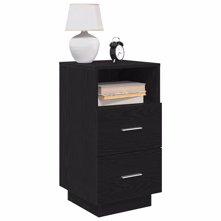 Set di 2 comodini vidaXL neri con 2 cassetti, design moderno e sospeso, L/P/H: 36 x 36 x 68 cm