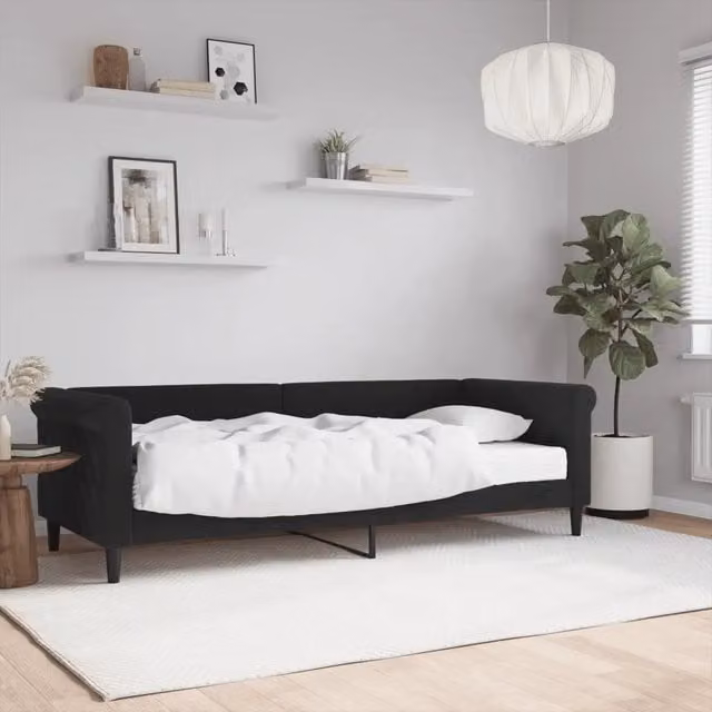Divano Letto con Materasso-Sofa Letto-Daybed Nero 80x200 cm in Velluto 303863