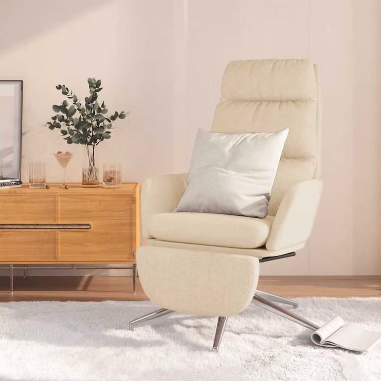 vidaXL Poltrona Relax con Poggiapiedi Beige in Tessuto e Struttura in Legno e Metallo