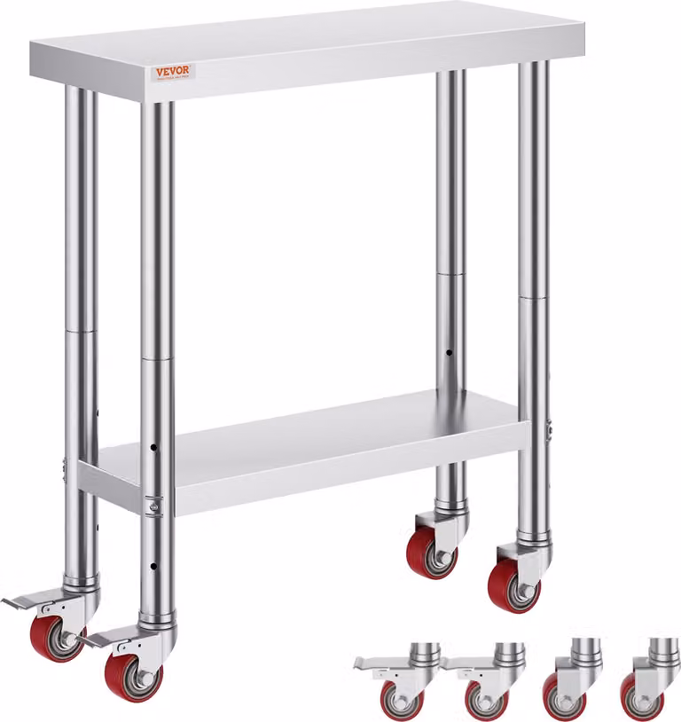 Tavolo da lavoro 30" x 12" x 34" in acciaio inox tavolo da lavoro per catering un po' 100 kg per la capacità di carico tavolo per la preparazione di alimenti tavolo da lavoro commerciale per cucina bar restaurantar 4 piedini regolabili