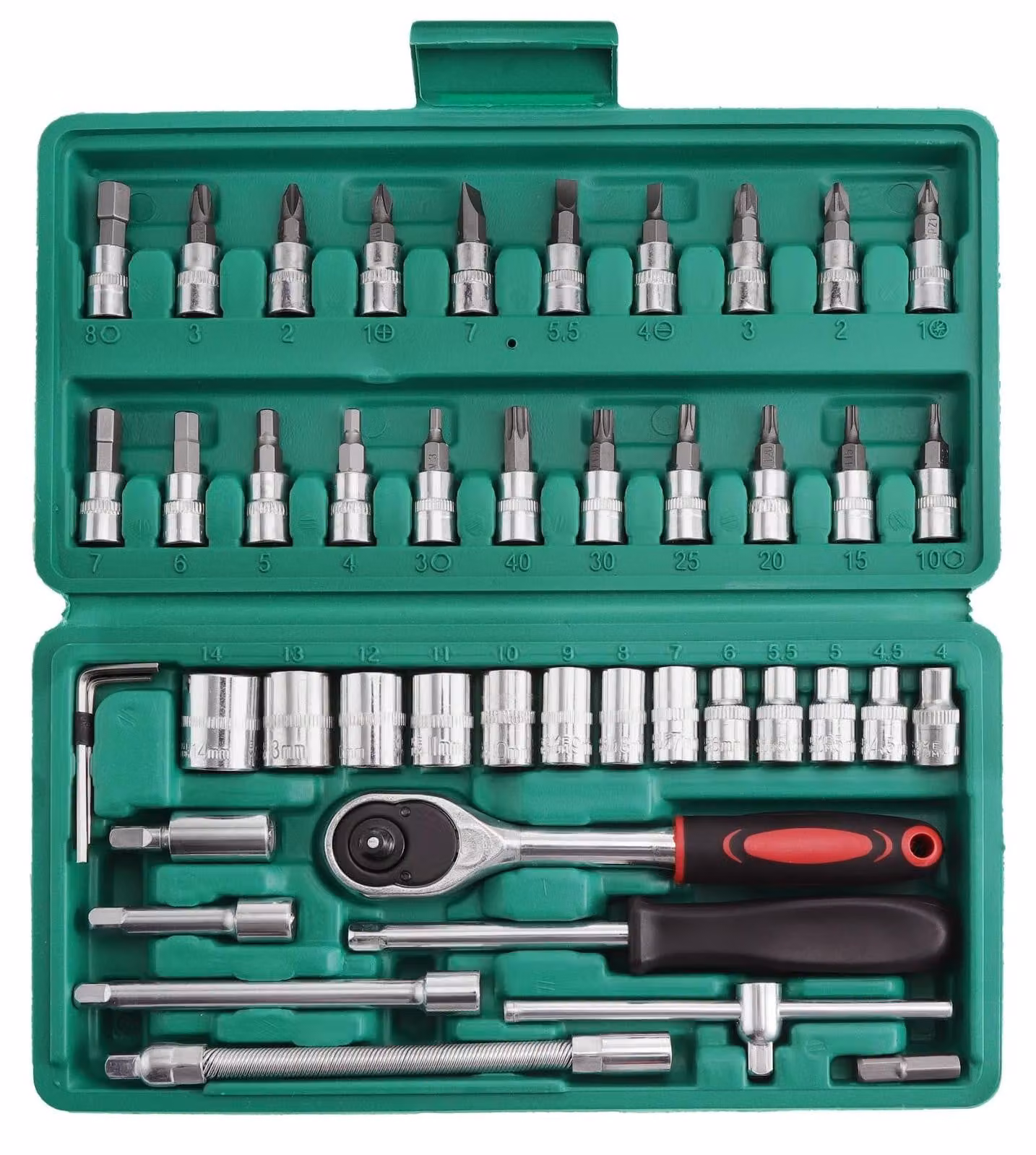 Elzusha - Set di chiavi a bussola da 46 pezzi con cricchetto flessibile