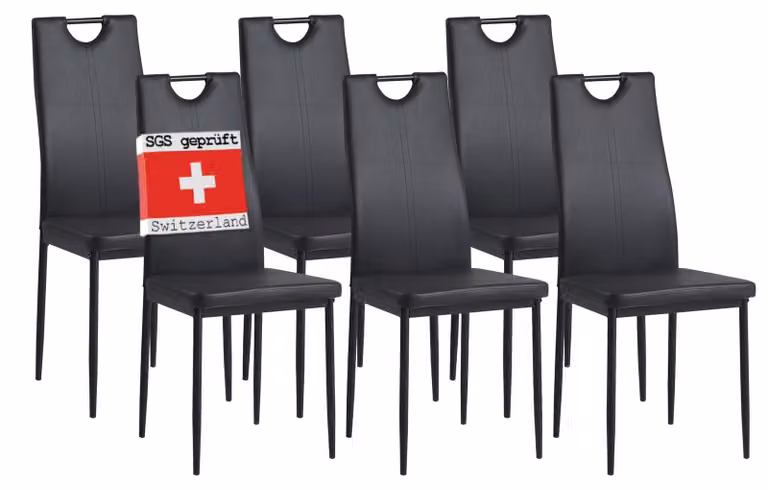 Albatros sedie sala da pranzo SALERNO set di 6, nero- Nobile design italiano, sedia imbottita con rivestimento in Pelle finta, moderna, elegante al tavolo da pranzo sedia da cucina. Sedia sala da pranzo alta capacità di carico