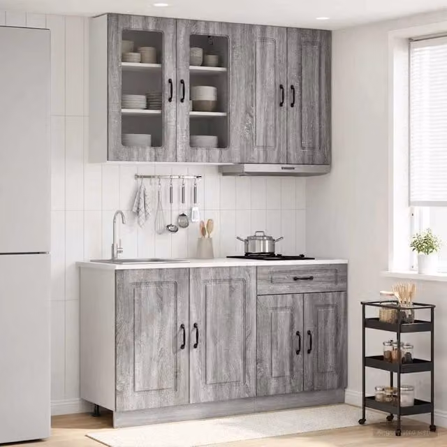 Unità Cucina KALMAR 4 pz Sonoma grigio Legno ingegnerizzato 3438301