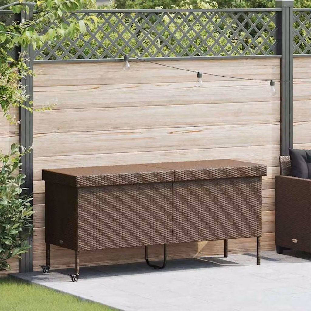 Contenitore in rattan sintetico con coperchio e ruote